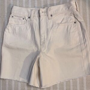 J. Crew Cream Jean Shorts High-Waisted Cut-Off